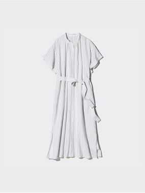Uniqlo Linen Blend Relaxed Dress | Striped (Run Large)